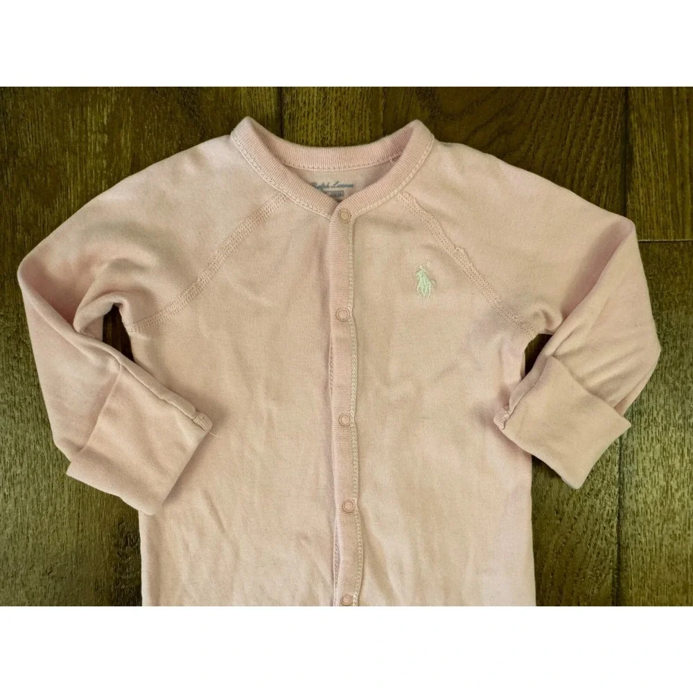 Ralph Lauren‎ Polo Baby Girl Sleeper 6 Months Coverall Layette Footed Pony Logo